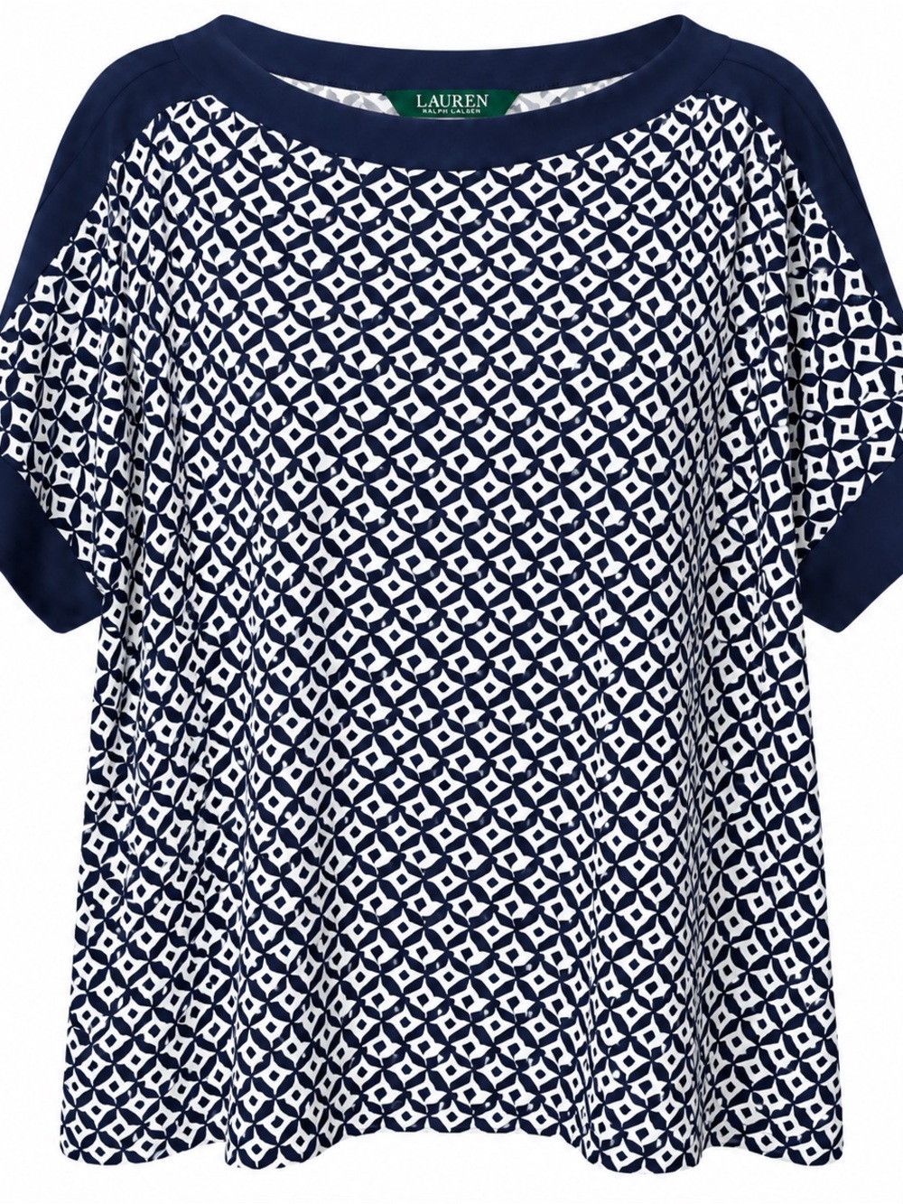 Lauren Ralph Lauren Navy & White Geometric Short-Sleeve Tunic
